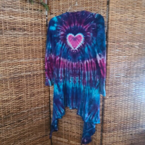 Jammin On Tie-Dye Jacket Open Front Pockets Women's Size L Heart Design Tie Dye - Picture 7 of 7